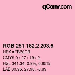 カラーコード: RGB 251 182.2 203.6 | qconv.com