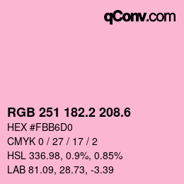 カラーコード: RGB 251 182.2 208.6 | qconv.com