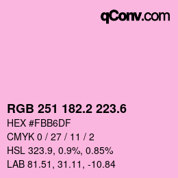 カラーコード: RGB 251 182.2 223.6 | qconv.com