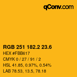 カラーコード: RGB 251 182.2 23.6 | qconv.com