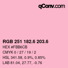 カラーコード: RGB 251 182.6 203.6 | qconv.com