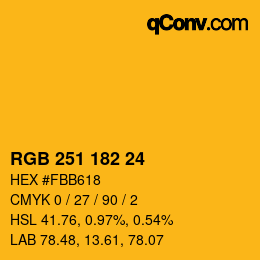 カラーコード: RGB 251 182 24 | qconv.com