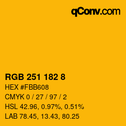 Color code: RGB 251 182 8 | qconv.com