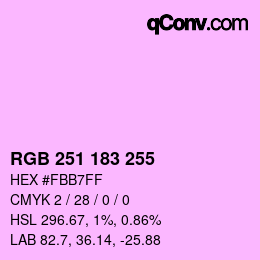 Color code: RGB 251 183 255 | qconv.com