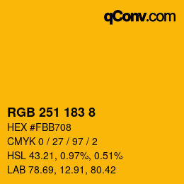 Color code: RGB 251 183 8 | qconv.com