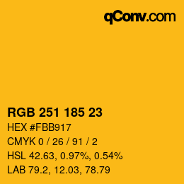 カラーコード: RGB 251 185 23 | qconv.com