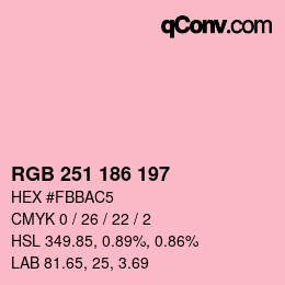 Color code: RGB 251 186 197 | qconv.com