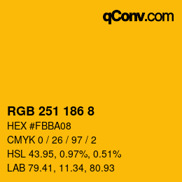 カラーコード: RGB 251 186 8 | qconv.com