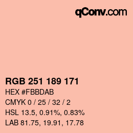カラーコード: RGB 251 189 171 | qconv.com