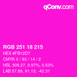 カラーコード: RGB 251 18 215 | qconv.com