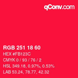 Color code: RGB 251 18 60 | qconv.com