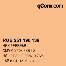 Farbcode: RGB 251 190 139 | qconv.com