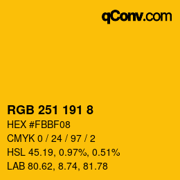 Color code: RGB 251 191 8 | qconv.com