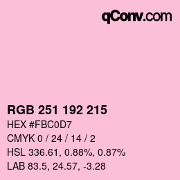 Color code: RGB 251 192 215 | qconv.com