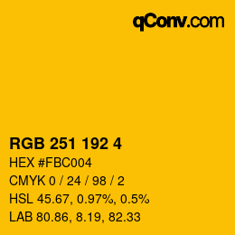 カラーコード: RGB 251 192 4 | qconv.com