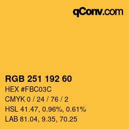 カラーコード: RGB 251 192 60 | qconv.com