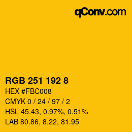 Color code: RGB 251 192 8 | qconv.com