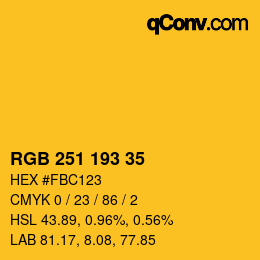 颜色代码: RGB 251 193 35 | qconv.com