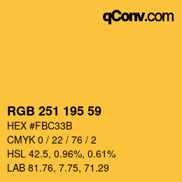 カラーコード: RGB 251 195 59 | qconv.com