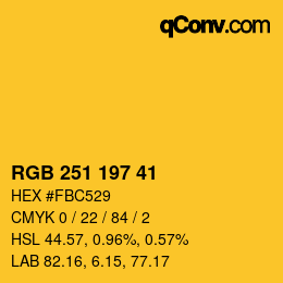 颜色代码: RGB 251 197 41 | qconv.com
