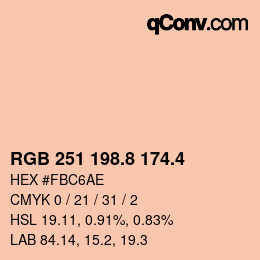 カラーコード: RGB 251 198.8 174.4 | qconv.com