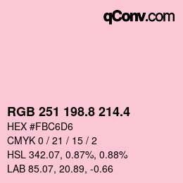 カラーコード: RGB 251 198.8 214.4 | qconv.com
