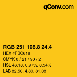 カラーコード: RGB 251 198.8 24.4 | qconv.com