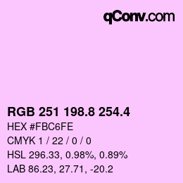 カラーコード: RGB 251 198.8 254.4 | qconv.com