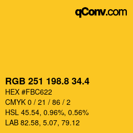 カラーコード: RGB 251 198.8 34.4 | qconv.com