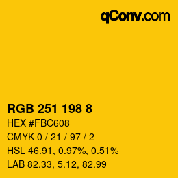 カラーコード: RGB 251 198 8 | qconv.com