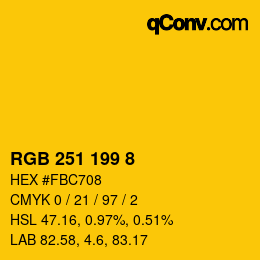 カラーコード: RGB 251 199 8 | qconv.com