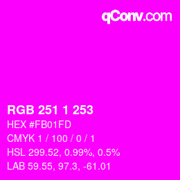 カラーコード: RGB 251 1 253 | qconv.com