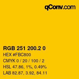 カラーコード: RGB 251 200.2 0 | qconv.com