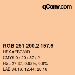 カラーコード: RGB 251 200.2 157.6 | qconv.com