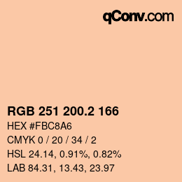 カラーコード: RGB 251 200.2 166 | qconv.com