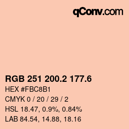 カラーコード: RGB 251 200.2 177.6 | qconv.com