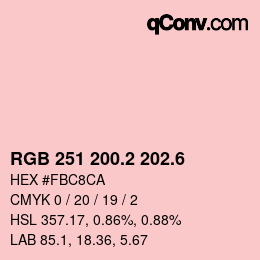 カラーコード: RGB 251 200.2 202.6 | qconv.com