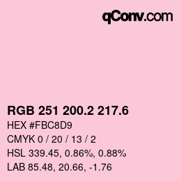 カラーコード: RGB 251 200.2 217.6 | qconv.com