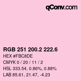 カラーコード: RGB 251 200.2 222.6 | qconv.com