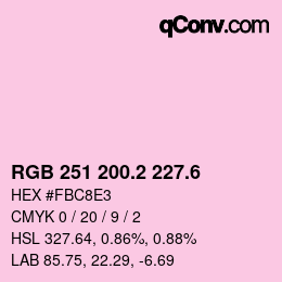 カラーコード: RGB 251 200.2 227.6 | qconv.com