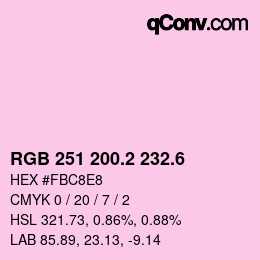 カラーコード: RGB 251 200.2 232.6 | qconv.com