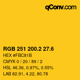 カラーコード: RGB 251 200.2 27.6 | qconv.com