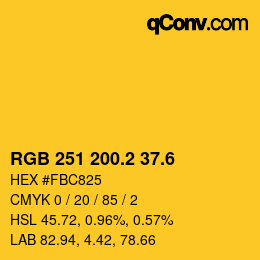 カラーコード: RGB 251 200.2 37.6 | qconv.com