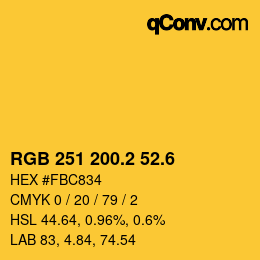 カラーコード: RGB 251 200.2 52.6 | qconv.com