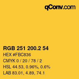 カラーコード: RGB 251 200.2 54 | qconv.com