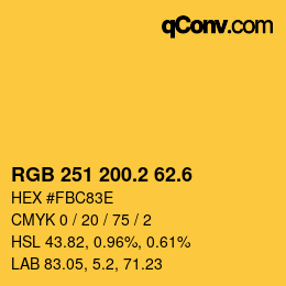 カラーコード: RGB 251 200.2 62.6 | qconv.com