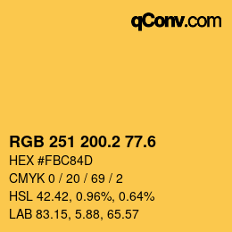 カラーコード: RGB 251 200.2 77.6 | qconv.com