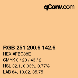 カラーコード: RGB 251 200.6 142.6 | qconv.com