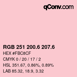 カラーコード: RGB 251 200.6 207.6 | qconv.com