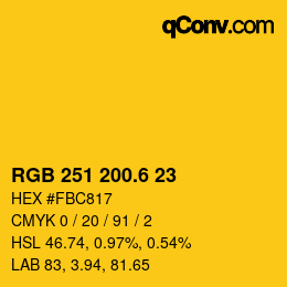 カラーコード: RGB 251 200.6 23 | qconv.com
